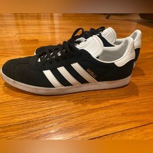 Adidas Gazelle black with white stripes.  Size 12